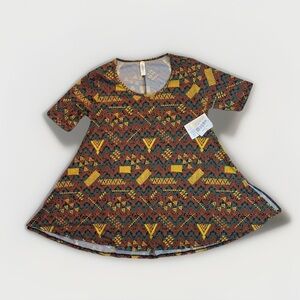 NWT LulaRoe Perfect T Shirt Multicolor Geometric Tribal Tunic Top Sz XS